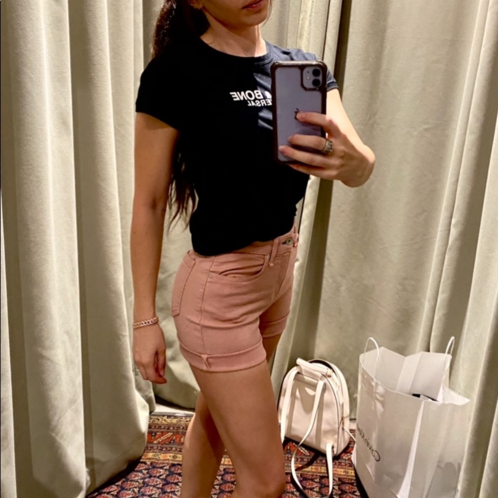 Rag & Bone - Blush Pink Denim Shorts - Super Stretch High Waisted - Fits 24-25